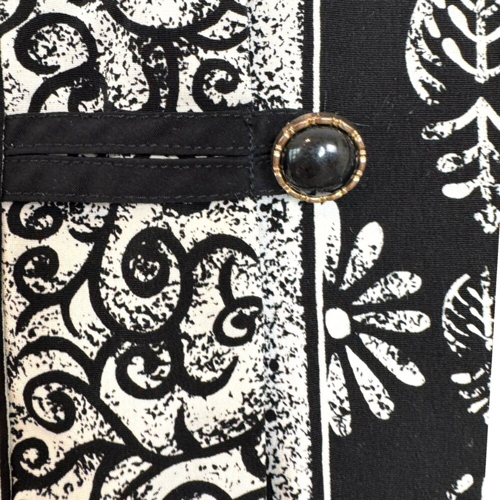 Vintage Leni Leni Funky Black & White Patterned Short Sleeve Tunic Top Size View 5